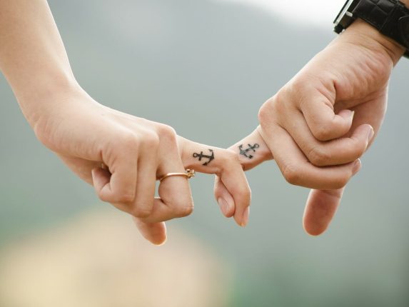 couple, hands, tattoos